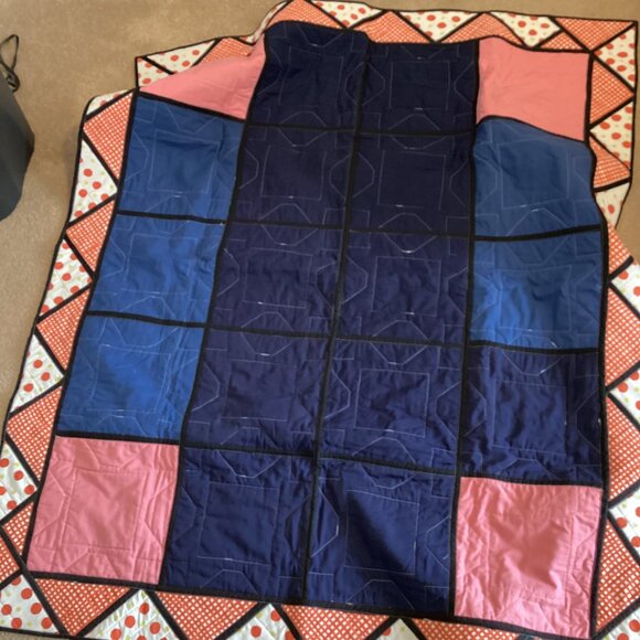 Handmade Quilt-As You-Go Blanket Throw Small Comforter Hydrangea Floral Bedding - Picture 6 of 7